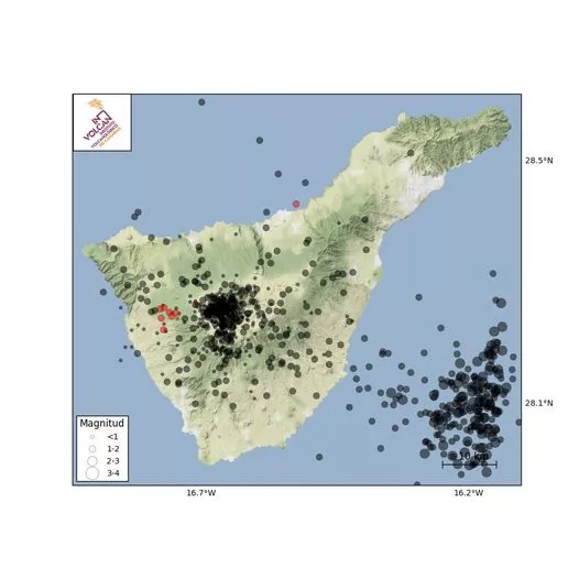 Imagen de la distribución de los seísmos.